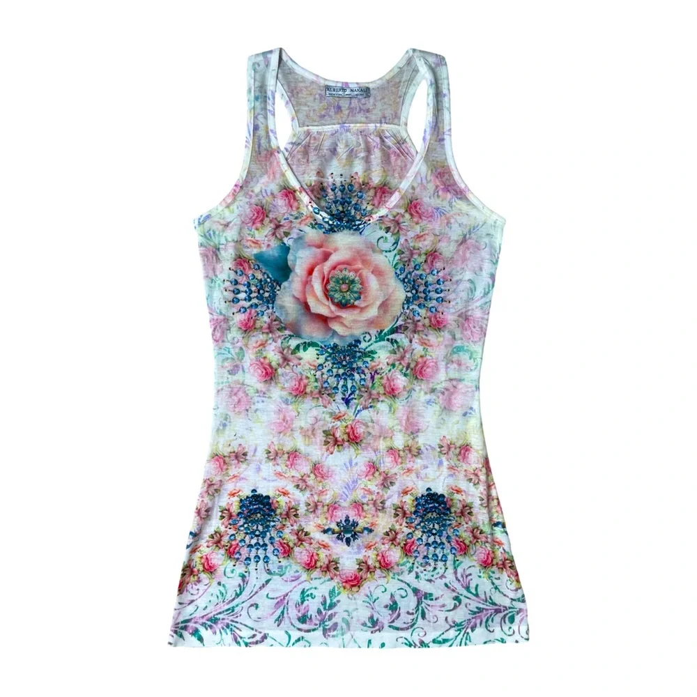 Alberto Makali floral artsy graphic tank top Whimsigoth Fairy - Picture 1 of 5